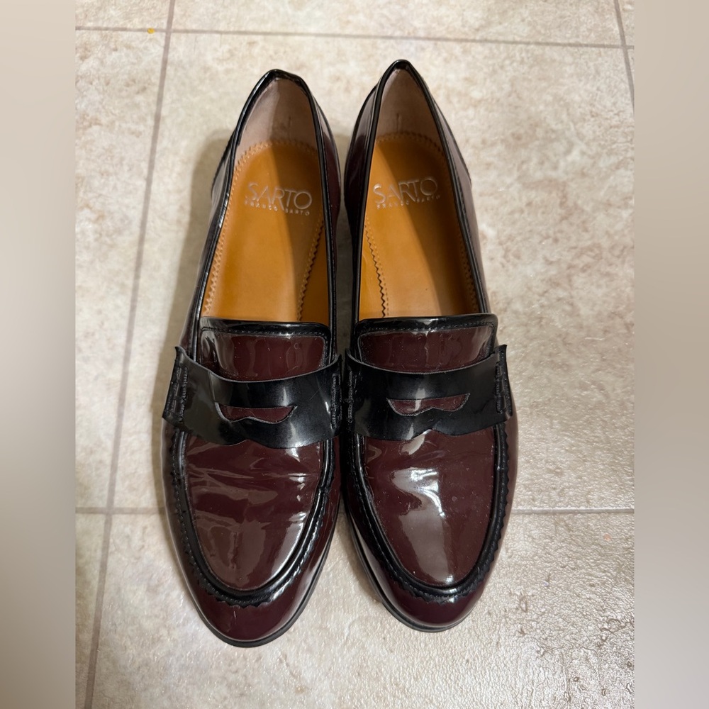 Franco Sarto Burgundy and Black Loafers